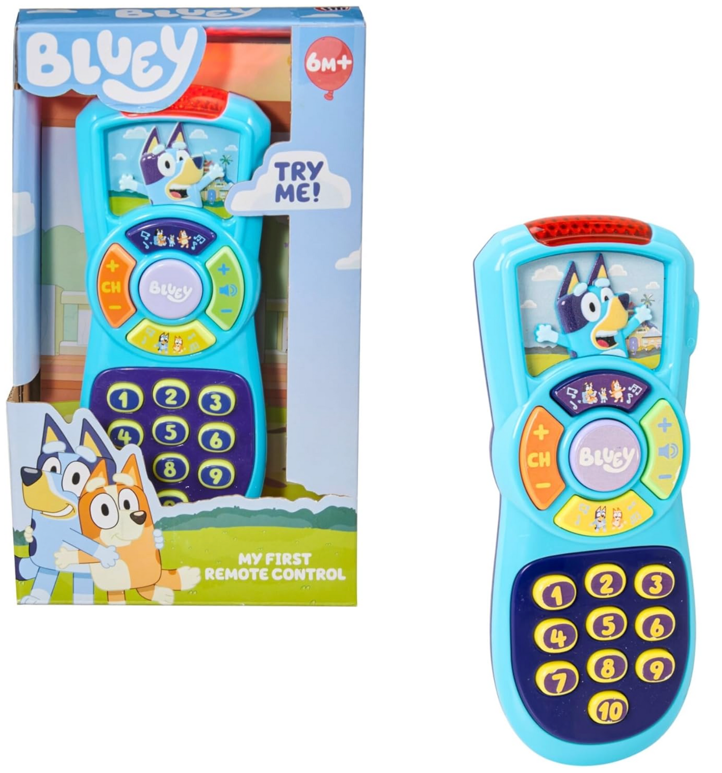Bluey My First Remote Control Toy | Interactive Light Up Learning Remote for Toddlers | 15 Buttons with Sounds, Music & Flashing LED | Educational Role...
