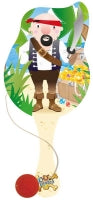 Paddle Bat/ball Pirate Wooden 22cm Assorted
