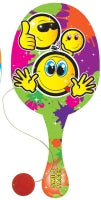 Paddle Bat/ball Smile Wooden 22cm Assorted