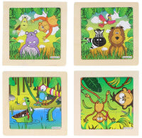 Jigsaw Puzzle Wooden Jungle 11 Cm 4 Assorted