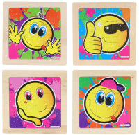 Jigsaw Puzzle Wooden Smile 11 Cm 4 Assorted