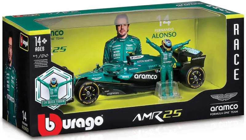 1:24 f1 Aston Martin amr25 With Driver Figure Alonso