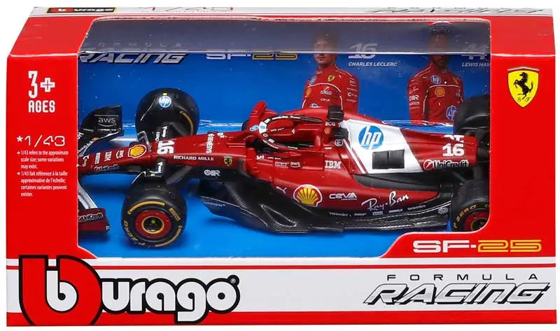 1:43 f1 Ferrari Sf - 25 2025 Leclerc In 12pc Dispenser