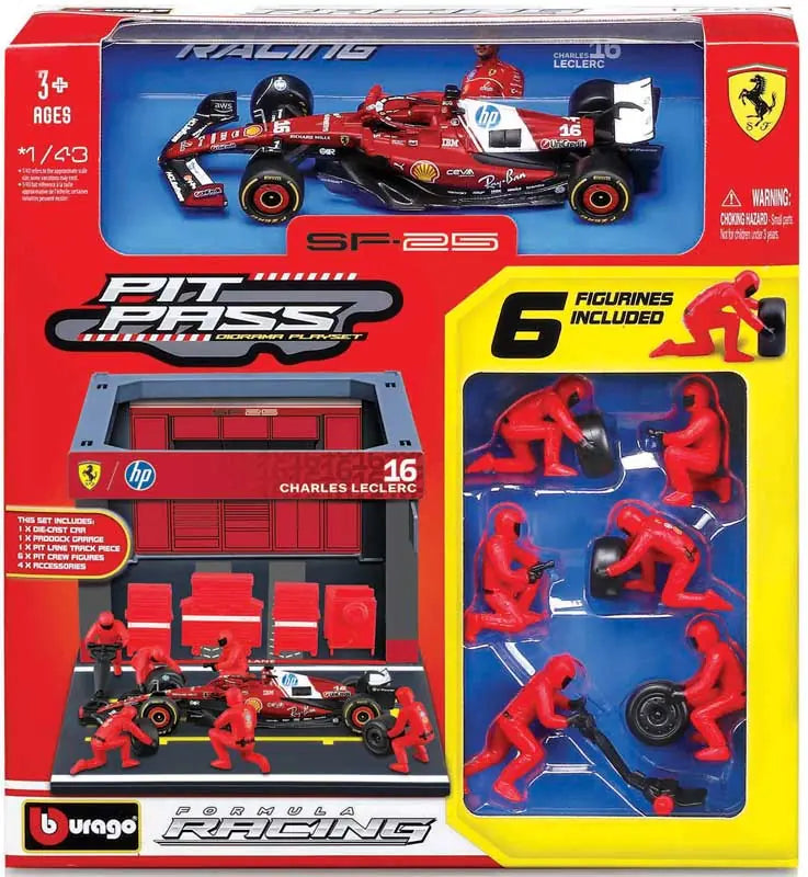 1:43 f1 Ferrari Sf - 25 2025 Pit Pass Diorama Leclerc