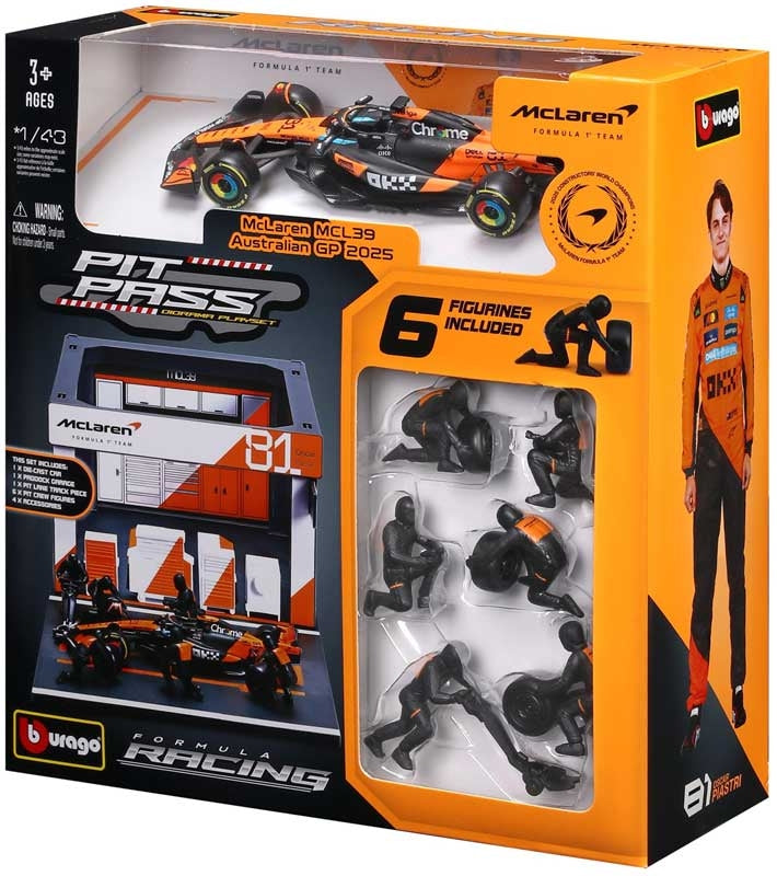 1:43 f1 Mclaren mcl39 2025 Pit Pass Diorama Piastri