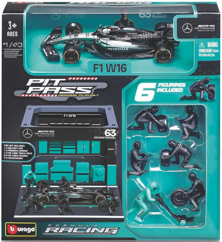 1:43 f1 Mercedes Amg w16 2025 Pit Pass Diorama Russell