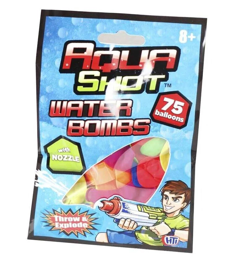 Aqua Shot Water Bombs with Nozzle - 75 Balloons for Summer Fun
