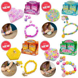 Pick N Pop Bracelets - Love Heart, Happy Smiling, Pretty Flower, Honeybee Fun for Kids