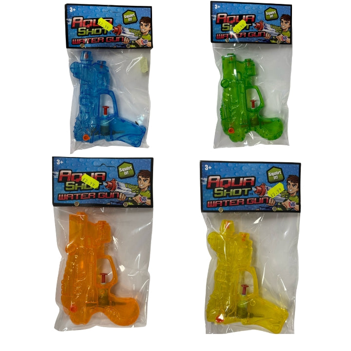Aqua Shot Water Gun - Orange, Green, Yellow, Blue Fun for Kids