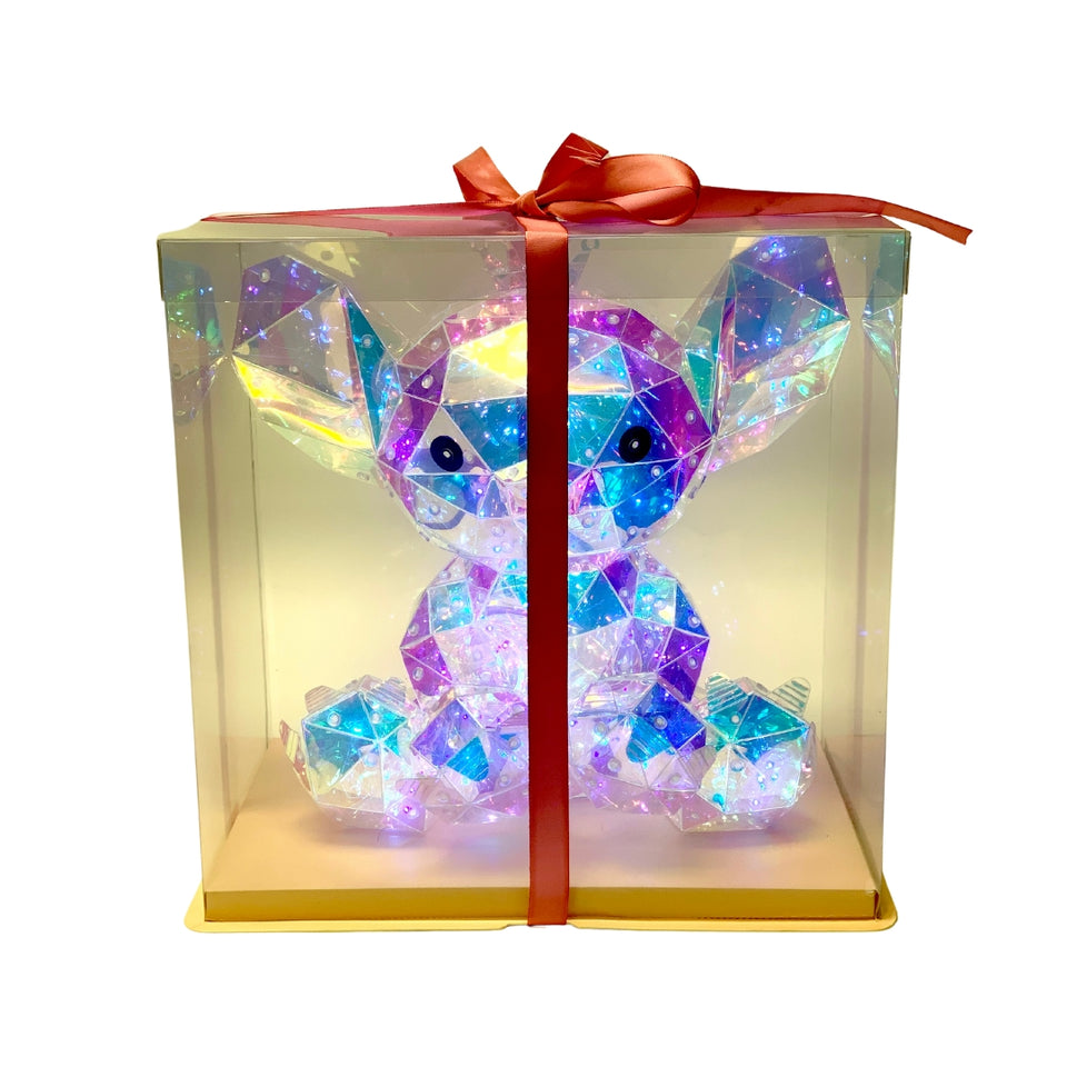 Illuminated Crystal Geometric Koala Figurine with Crown and LED Lighting USB-Powered (33CM)