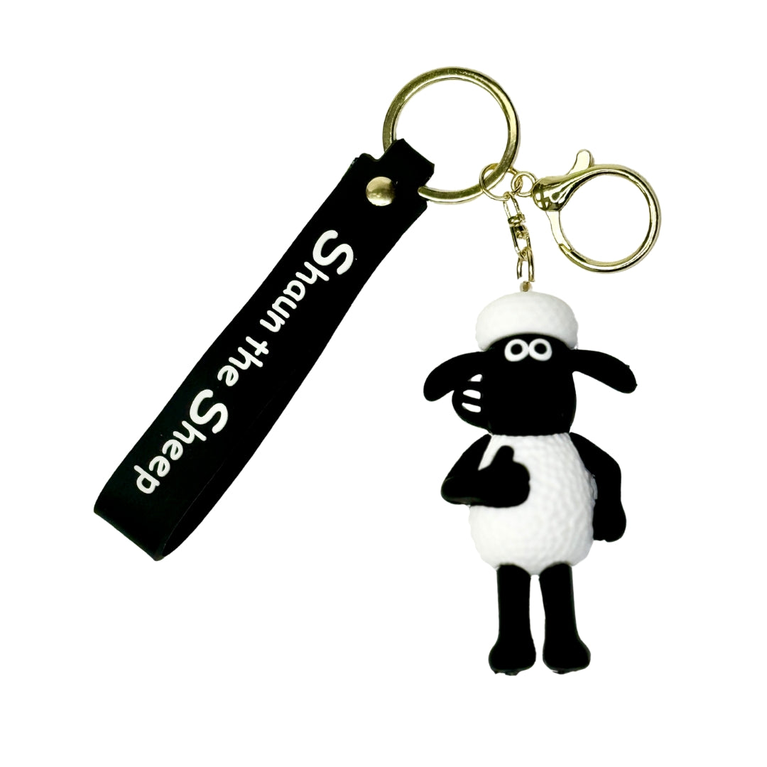 Shaun The Sheep Keychain Keyring Pendant Bag Pom Charm