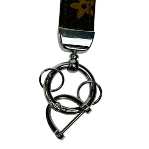 Handmade Leather Keychain with Stylish Metal Loop & Floral Design for car