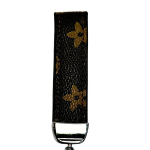 Handmade Leather Keychain with Stylish Metal Loop & Floral Design for car