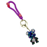 Handmade Cute Bear Keychain, for Men Women Boy Girl , with Creative Braided Rope Resin Animal Pendant Metal Key Ring