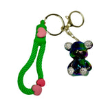 Handmade Cute Bear Keychain, for Men Women Boy Girl , with Creative Braided Rope Resin Animal Pendant Metal Key Ring