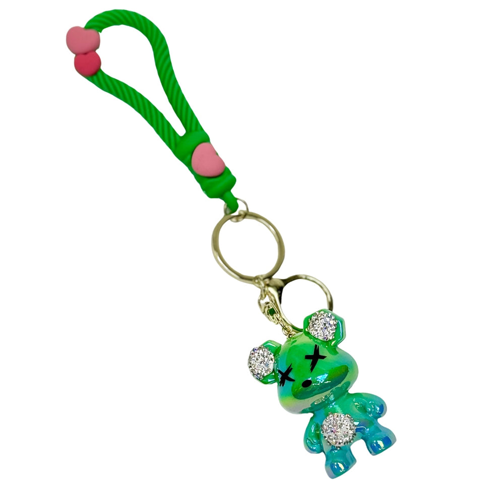 Handmade Cute Bear Keychain, for Men Women Boy Girl , with Creative Braided Rope Resin Animal Pendant Metal Key Ring