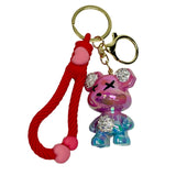 Handmade Cute Bear Keychain, for Men Women Boy Girl , with Creative Braided Rope Resin Animal Pendant Metal Key Ring