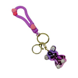 Handmade Cute Bear Keychain, for Men Women Boy Girl , with Creative Braided Rope Resin Animal Pendant Metal Key Ring