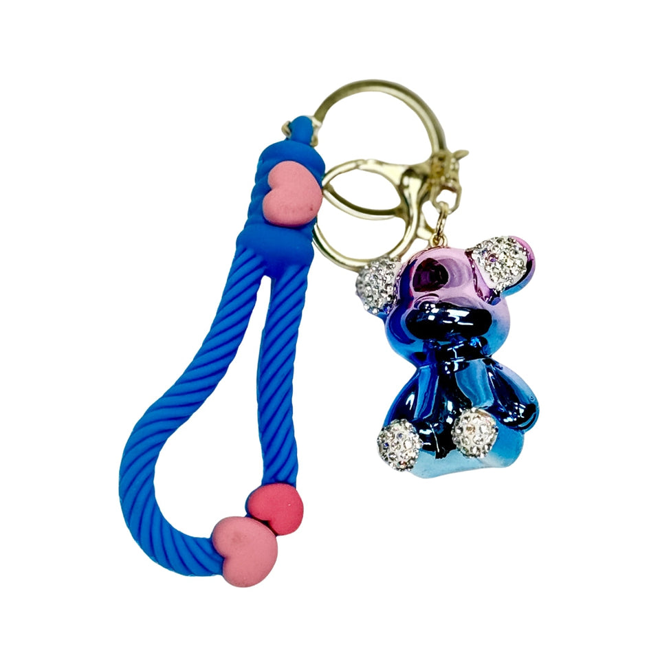 Handmade Cute Bear Keychain, for Men Women Boy Girl , with Creative Braided Rope Resin Animal Pendant Metal Key Ring