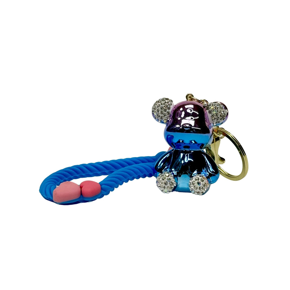 Handmade Cute Bear Keychain, for Men Women Boy Girl , with Creative Braided Rope Resin Animal Pendant Metal Key Ring