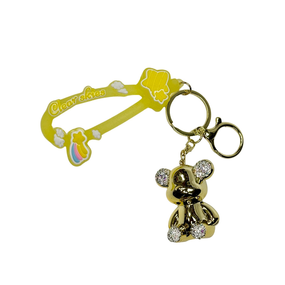 Handmade Cute Bear Keychain, for Men Women Boy Girl , with Creative Braided Rope Resin Animal Pendant Metal Key Ring