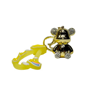 Handmade Cute Bear Keychain, for Men Women Boy Girl , with Creative Braided Rope Resin Animal Pendant Metal Key Ring