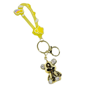 Handmade Cute Bear Keychain, for Men Women Boy Girl , with Creative Braided Rope Resin Animal Pendant Metal Key Ring