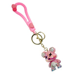 Handmade Cute Bear Keychain, for Men Women Boy Girl , with Creative Braided Rope Resin Animal Pendant Metal Key Ring