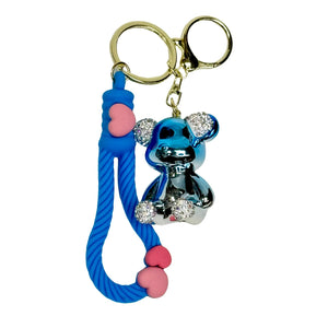 Handmade Cute Bear Keychain, for Men Women Boy Girl , with Creative Braided Rope Resin Animal Pendant Metal Key Ring