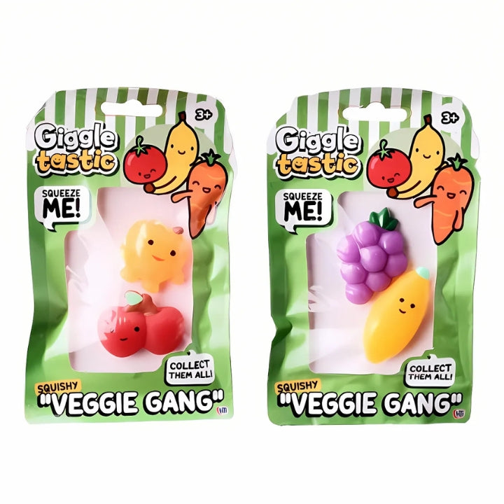 Veggie Squishy Gang 2-Pack - Cute Vegetable-Inspired Sensory Toys for Kids