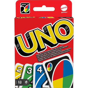 "Family Fun with Mattel Games UNO! Find it at Uncle Jay's!"