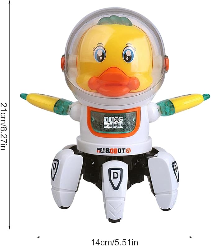 Dancing Space Duck, Electric Dancing Robot, Six-claw, Light Music, White