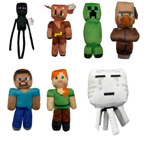Minecraft 33 cm Plush Toy Collection - Steve, Alex, Villager, Enderman, Creeper, Piglin, Ghost