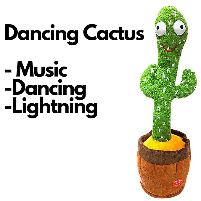 Cactus Talking Toy Dancing Cactus Repeats What You Say,Electronic Plush Toy with Lighting,Singing Cactus,Singing Cactus Toy