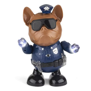 Interactive LED Flashing Lights Dancing Police Dog Toy - Electric Walking Robot with Music & Light Show