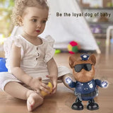 Interactive LED Flashing Lights Dancing Police Dog Toy - Electric Walking Robot with Music & Light Show