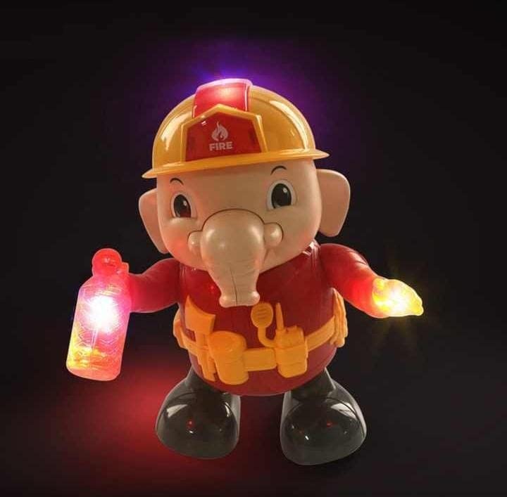 Fireman Elephant Action Figure Dancing Robot Toy Dancing Music Lights