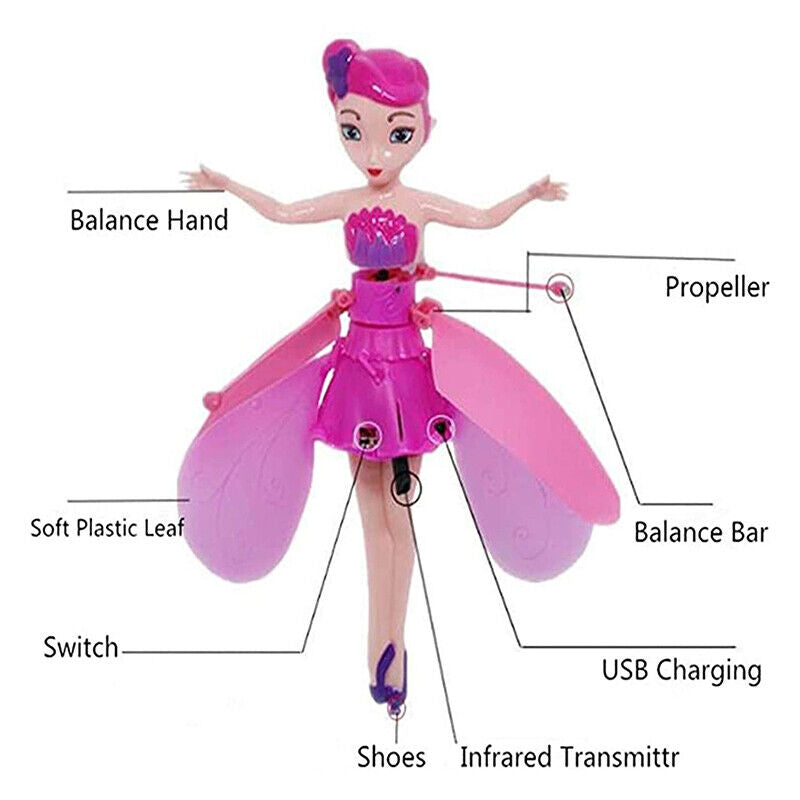 Enchanting Induction Flight Luminous Fairy Doll – A Magical RC Drone Experience for Kids -Random colour will be sent.