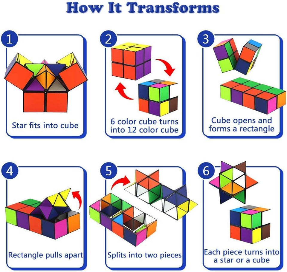 Unclejay's Magic Cube Star Cube 2 in 1 Yoshimoto Cube for Kids and Adults, Toy Gifts for Boys and Girls - Satisfying Magnetic Fun