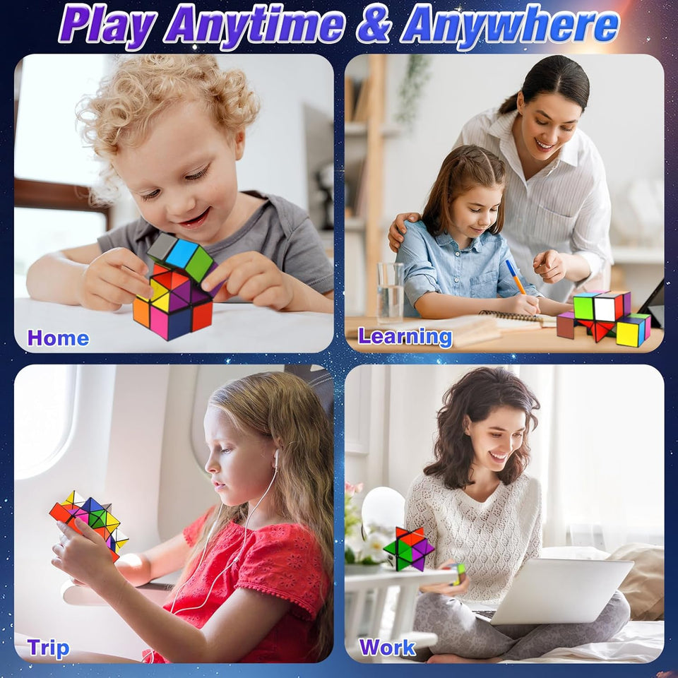 Unclejay's Magic Cube Star Cube 2 in 1 Yoshimoto Cube for Kids and Adults, Toy Gifts for Boys and Girls - Satisfying Magnetic Fun