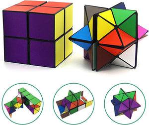 Unclejay's Magic Cube Star Cube 2 in 1 Yoshimoto Cube for Kids and Adults, Toy Gifts for Boys and Girls - Satisfying Magnetic Fun
