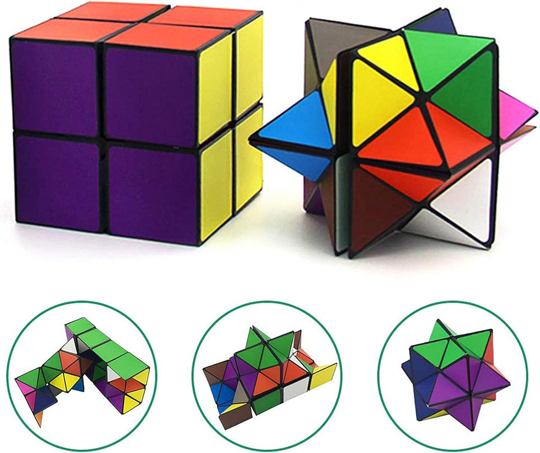 Unclejay's Magic Cube Star Cube 2 in 1 Yoshimoto Cube for Kids and Adults, Toy Gifts for Boys and Girls - Satisfying Magnetic Fun