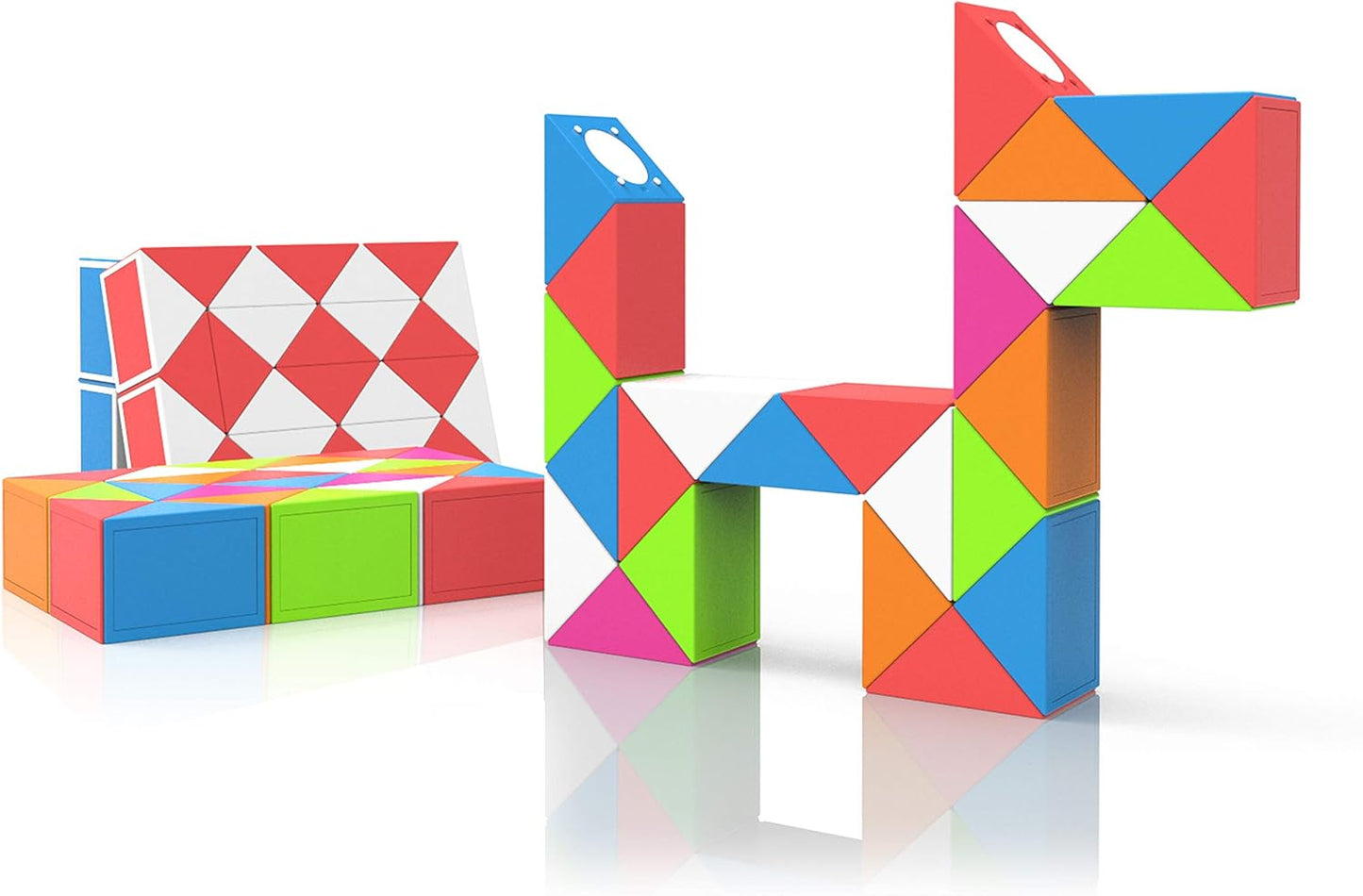 Unclejay's Magic Snake with 24 and 36 Block Segments, Magic Snake Cube Twist Puzzle - 3D Puzzles Games Fidget Snake Toy for Kids and Adults - Random Style