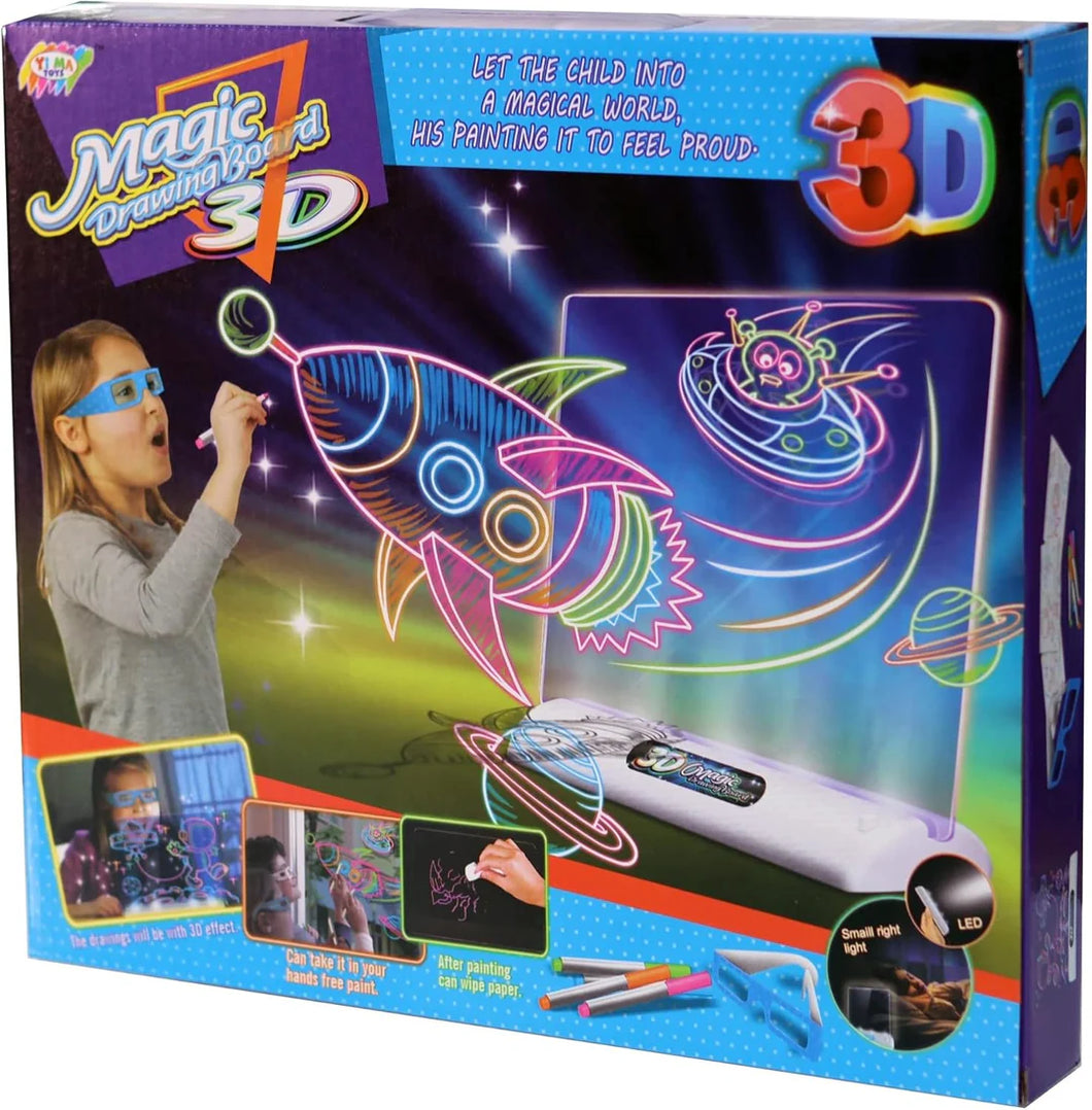 Magic drawing board with LED light for 3D drawings.