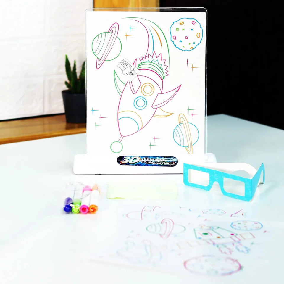 Magic drawing board with LED light for 3D drawings.