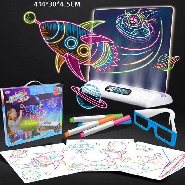 Magic drawing board with LED light for 3D drawings.