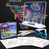 Magic drawing board with LED light for 3D drawings.