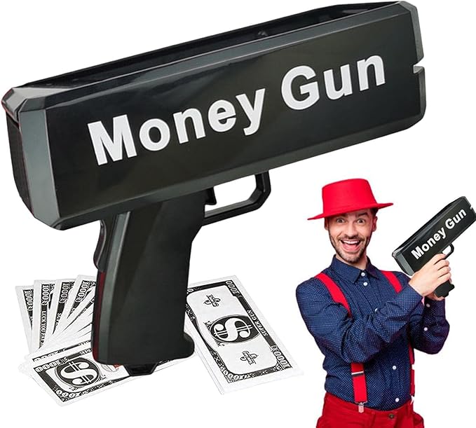 Money Shooter Prop - Money Shooter Fake Money Handheld Toy - Make It Rain Toy Cash Shooter, Cash Machine for Movies, Game, Wedding, Night Club,