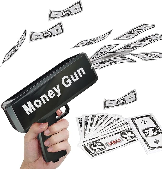 Money Shooter Prop - Money Shooter Fake Money Handheld Toy - Make It Rain Toy Cash Shooter, Cash Machine for Movies, Game, Wedding, Night Club,