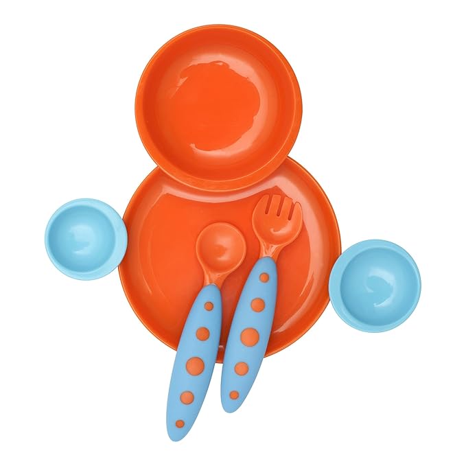 Interlocking Plate & Bowl with Modware, Blue/Orange